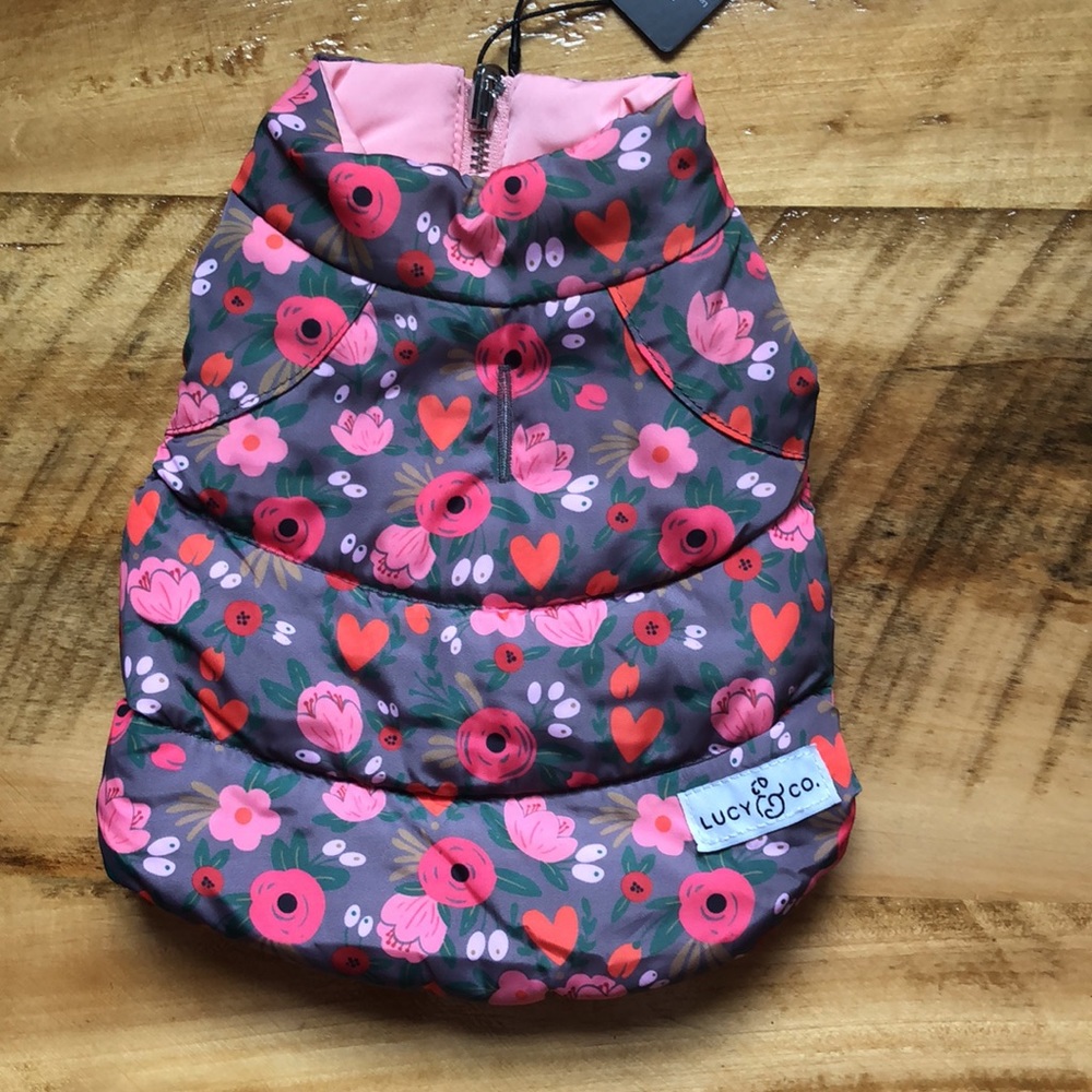 Lucy & Co Small Dog Petal Power Reversible Puffer Vest